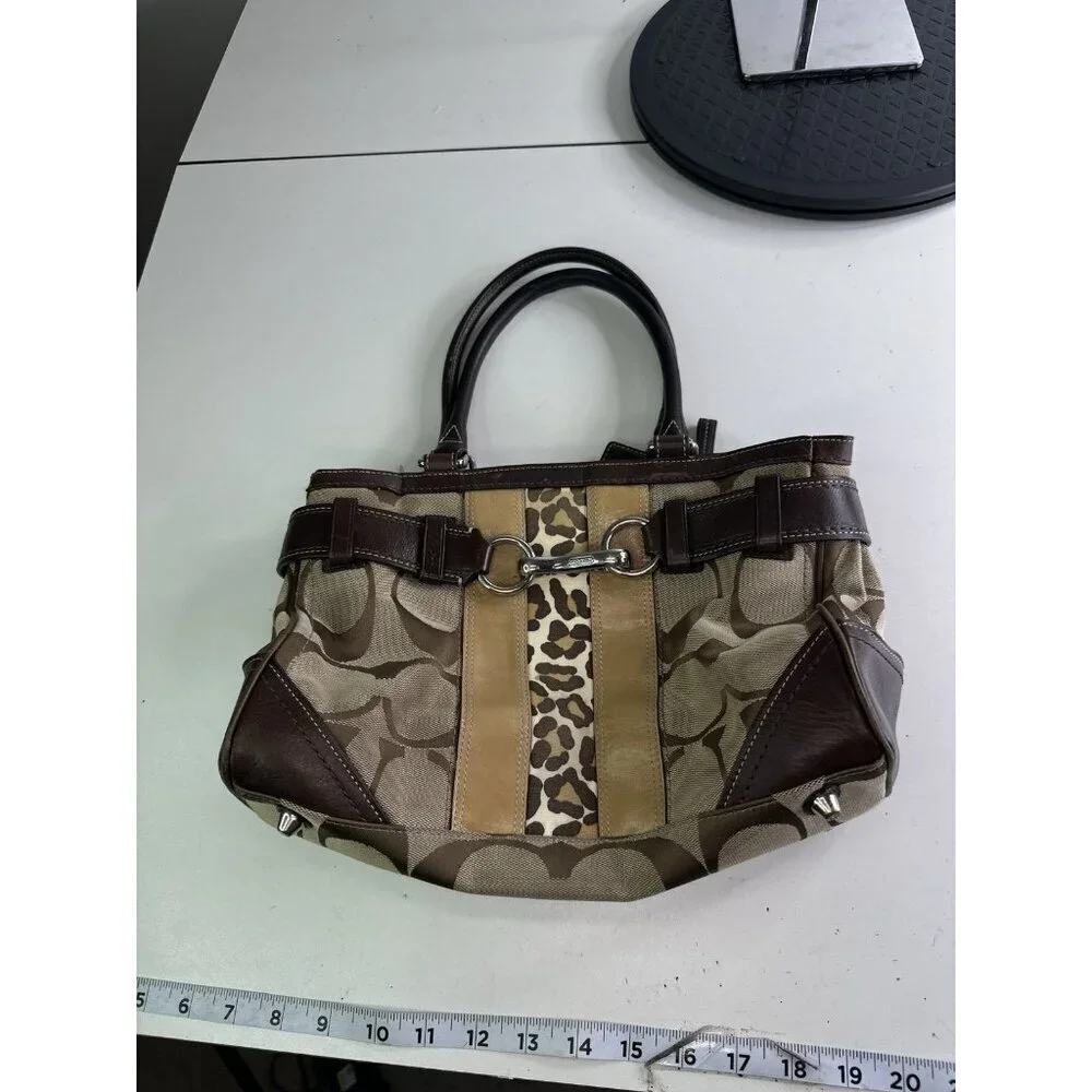 COACH Hampton Logo Stripe Carryall Satchel Handbag Purse  Card Wallet F13072 - Picture 8 of 10